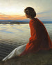 Una joven mujer mira un trigo de San Juan - Harald Slott-Møller — vista de la obra