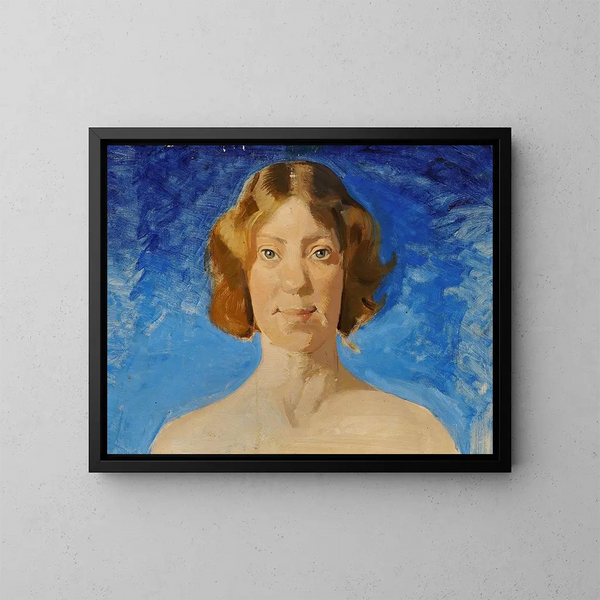 Retrato de la pintora Bertha Dorph - Harald Slott-Møller — cuadro enmarcado en la pared