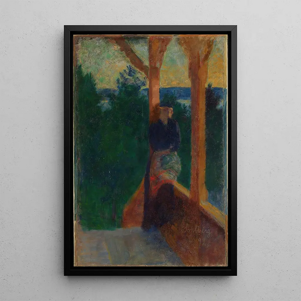 Sobre la veranda - Harald Sohlberg — cuadro enmarcado en la pared