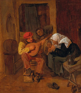 Harmen Hals - An Interior With Peasants Making Music.webp