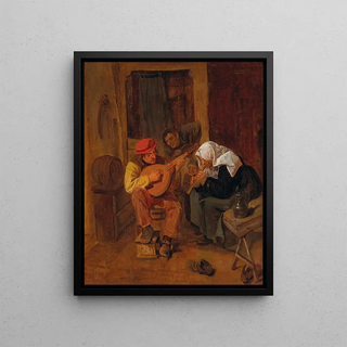 Harmen Hals - An Interior With Peasants Making Music.webp