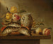 Nature morte avec jarre en terre cuite, poisson et fruits - Harmen Steenwijck — artwork view