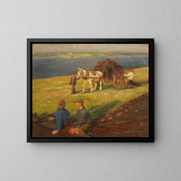 Stretching the nets - Harold Harvey — framed artwork on a wall