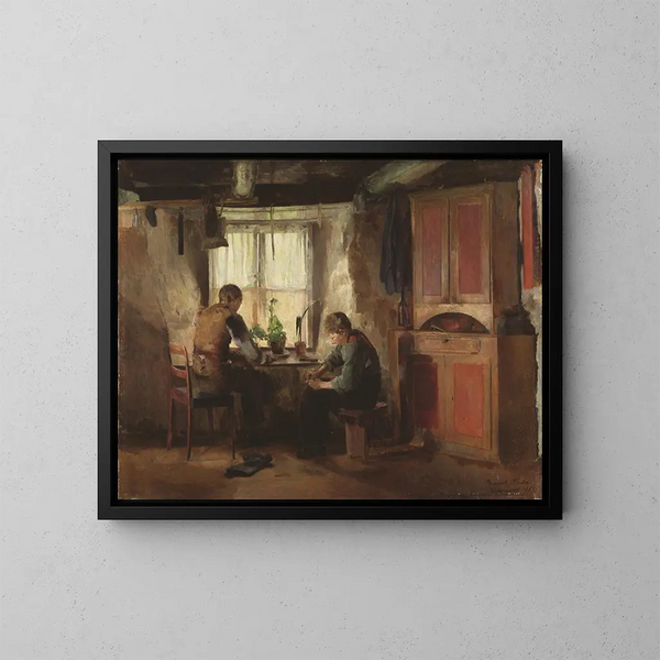 Un cordonnier de campagne - Harriet Backer — cuadro enmarcado en la pared