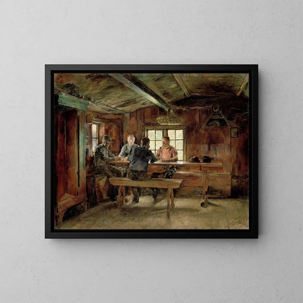 Los jugadores de cartas - Harriet Backer — cuadro enmarcado en la pared