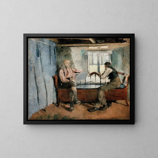 interior de granja en Knabberud en Brum - Harriet Backer — cuadro enmarcado en la pared