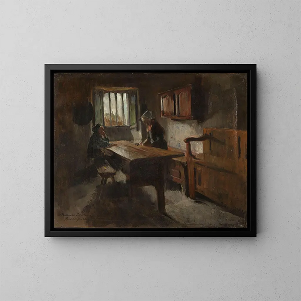 Interior de granja en Rochefort-en-Terre, Bretaña - Harriet Backer — cuadro enmarcado en la pared