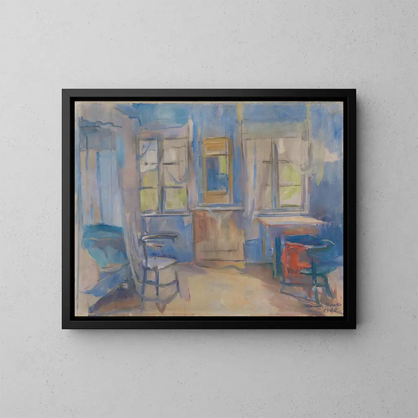 Interior de Einabu en Foldal - Harriet Backer — cuadro enmarcado en la pared