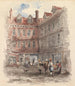 Urban scene with vendors - Harry Willson — artwork view