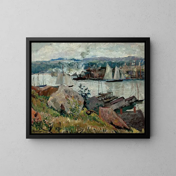 Puerto de Gloucester, Massachusetts - Hayley Lever — cuadro enmarcado en la pared