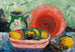 Nature morte with red plate, jug, and lemon - Hedwig Wagner — artwork view