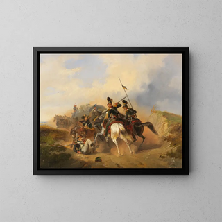 Escena de caída - Heinrich Ambros Eckert — cuadro enmarcado en la pared