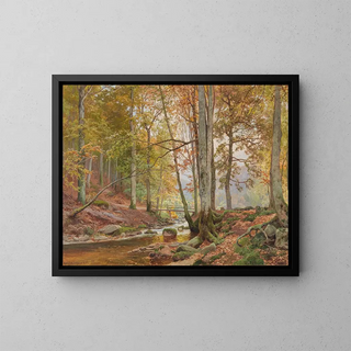Heinrich Bhmer - Autumn Woodland with Bridge over a Stream.webp