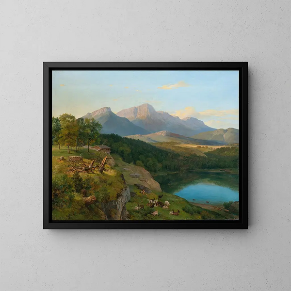 Vista del Untersberg en el país de Berchtesgaden - Heinrich Brandes — cuadro enmarcado en la pared