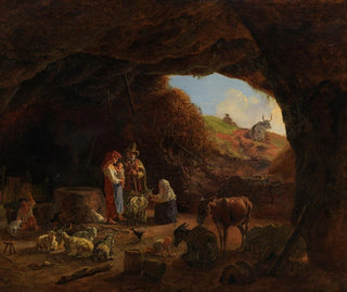 Heinrich Brkel - Italienische Hirtenfamilie in der Felsenhhle.webp