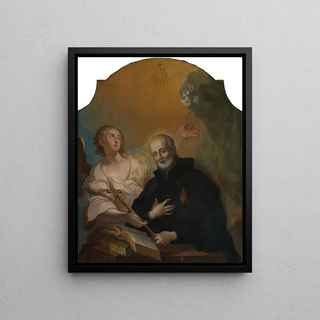 Heinrich Lihl - Der Heilige Joseph von Calasanza meditierend mit einem Engel.webp