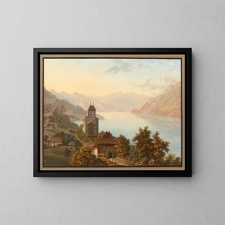 Heinrich Meichelt - Vue de leglise et du village de Ringgenberg au lac de Brienz.webp
