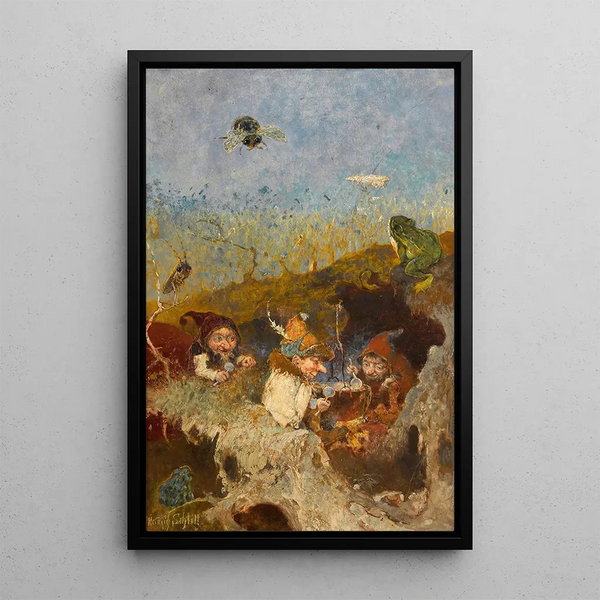 La sopa de los enanitos - Heinrich Schlitt — cuadro enmarcado en la pared