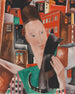 Mujer y gato negro en la noche: Retrato de Ingeborg Stegemann - Heinrich Stegemann — vista de la obra