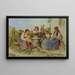 Women and children with a cat playing - Heinrich Stohl — framed artwork on a wall