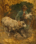 a Shepherd with a Lamb and a Sheep - Heinrich von Zügel — artwork view