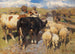 Cows and sheep at the fence - Heinrich von Zügel — artwork view
