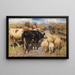 Cows and sheep at the fence - Heinrich von Zügel — framed artwork on a wall