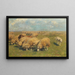 Herd of sheep with shepherd dog in the pasture - Heinrich von Zügel — framed artwork on a wall