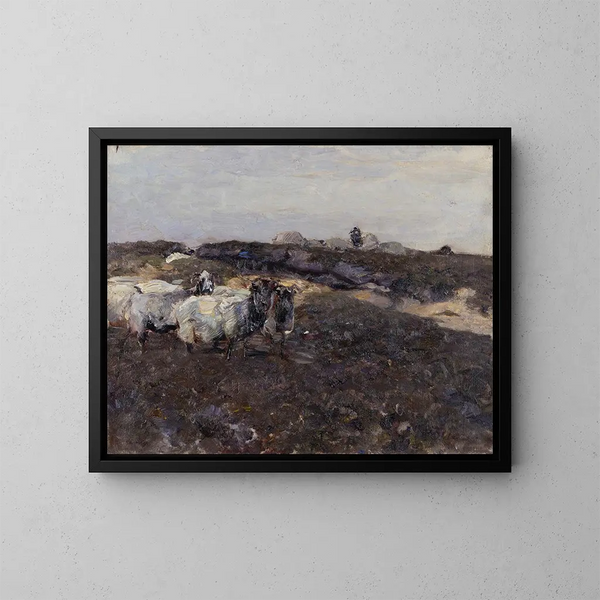 Ovejas en la moorland - Heinrich von Zügel — cuadro enmarcado en la pared