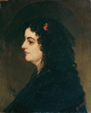 Heinrich von Angeli - Dame im Profil mit Schleier und Nelke.webp