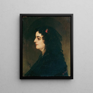 Heinrich von Angeli - Dame im Profil mit Schleier und Nelke.webp