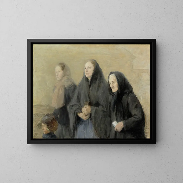 Los fieles en la mañana de Pascua - Helene Schjerfbeck — cuadro enmarcado en la pared