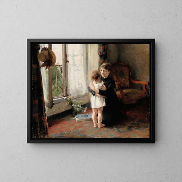 Madre e hijo - Helene Schjerfbeck — cuadro enmarcado en la pared