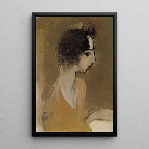 Perfil de una mujer de memoria - Helene Schjerfbeck — cuadro enmarcado en la pared