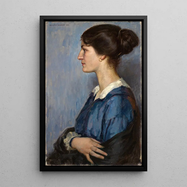 Retrato de mujer de perfil hacia la izquierda - Hellmut Eichrodt — cuadro enmarcado en la pared