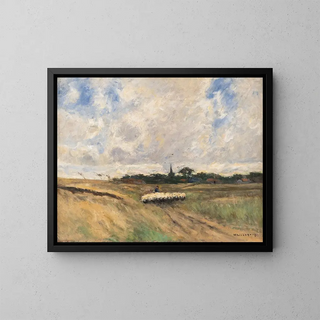Helmuth Liesegang - Shepherd with flock in stormy landscape.webp