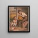 Boy and girl carving a pumpkin lantern - Hencke Scott — framed artwork on a wall