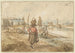 River landscape painting with a woman carrying a basket on her head, fishermen, and other figures near the city walls - Hendrick Avercamp — artwork view