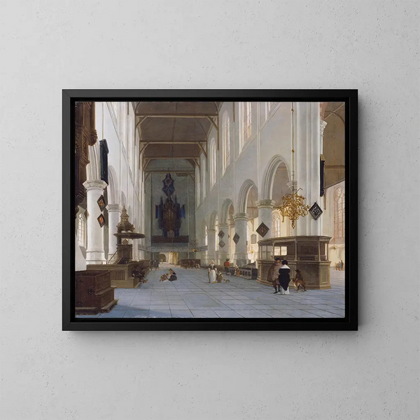 L interior of the Oude Kerk in Delft - Hendrick Cornelisz van Vliet — framed artwork on a wall