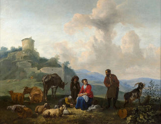 Hendrick Mommers - Famille de bergers au pied de ruines antiques et Famille de bergers au bord dune rivire.webp