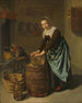 Mujer limpiando un recipiente - Hendrick ten Oever — vista de la obra