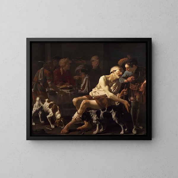 El rico y el pobre Lázaro - Hendrick Ter Brugghen — cuadro enmarcado en la pared