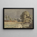 Wheat field painting between houses under a threatening stormy sky in Hilversum - Hendrik Abraham Klinkhamer — framed artwork on a wall