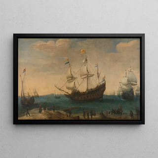 Hendrik Cornelisz Vroom - A number of East Indiamen off the Coast The Mauritius and other East Indiamen Sailing out of the Marsdiep.webp