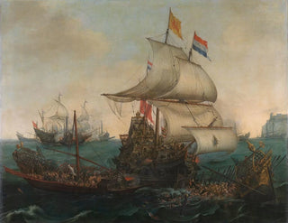 Hendrik Cornelisz Vroom - Dutch Ships Ramming Spanish Galleys off the English Coast 3 October 1602.webp