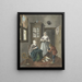 Interior painting with a seamstress, a maid, and a boy playing - Hendrik Jan van Amerom — framed artwork on a wall