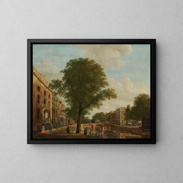 View of the Herengracht near the Leidsestraat in Amsterdam - Hendrik Keun — framed artwork on a wall