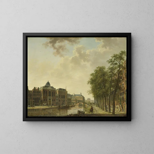 View of the Houtmarkt in Amsterdam - Hendrik Keun — framed artwork on a wall