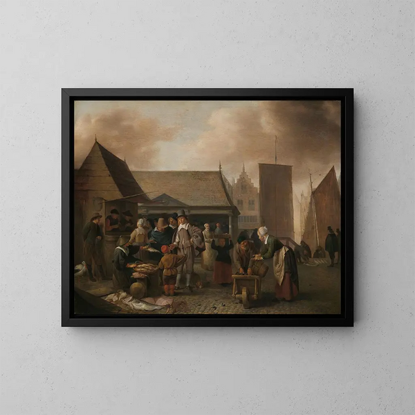 Fish Market - Hendrik Martensz Sorgh — framed artwork on a wall