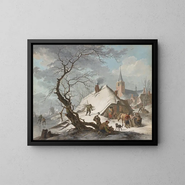 Una escena de invierno - Hendrik Meyer — cuadro enmarcado en la pared